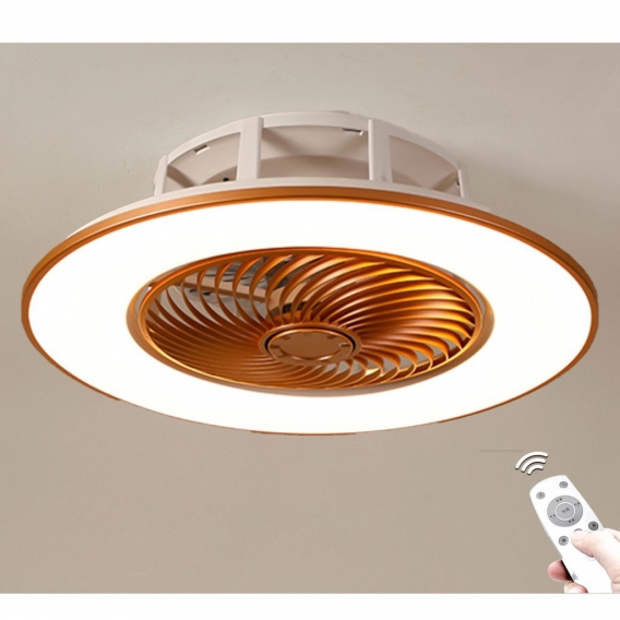 ECSEE 56cm Deckenventilator LED Fan Licht 3-Stufen Lüfter Dimmbar Mit Fernbedienung DE Gold