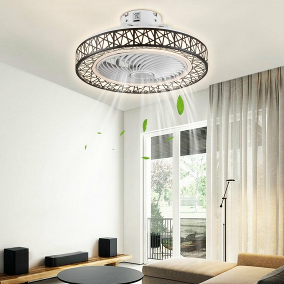 23" LED Deckenventilator Ventilator Licht mit Fernbedienung Leise Dimmbar(Weiß & Braun)