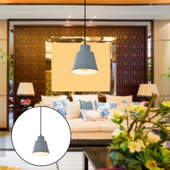 Pendelleuchten Farbe Lampenschirm Minimalist mit Langdraht Deckenleuchte für Zuhause Wohnzimmer Farbe Grau