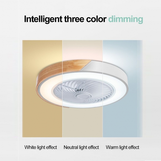Deckenventilator mit Beleuchtung Deckenventilator Lampe 3-Farben Licht Stufenloses Dimmen 3-Gang Wind Deckenlampe für Schlafzimm
