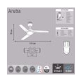 INSPIRE - ARUBA Deckenventilator - 3 Flügel - Leicht E27 2x46W - Aluminium & Kunststoff - Silber - Glänzendes Aussehen