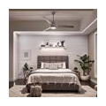 Casa Padrino Luxus Deckenventilator Weiß / Matt Silber 152 x H. 46 cm - Moderner dimmbarer Ventilator mit LED Beleuchtung und Fe