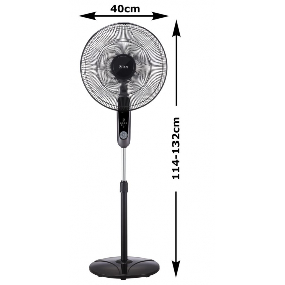 Zilan Standventilator mit Fernbedienung | LED-Display | 7,5h Timer | 3 Geschwindigkeitsstufen | Oszilierender Ventilator | Windm