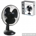 Tischventilator - Kühlung - Ventilator zu Fuß - Selbstdrehend - 3 Einstellungen - Schwarz - Durchmesser 30 cm - Höhe 48 cm