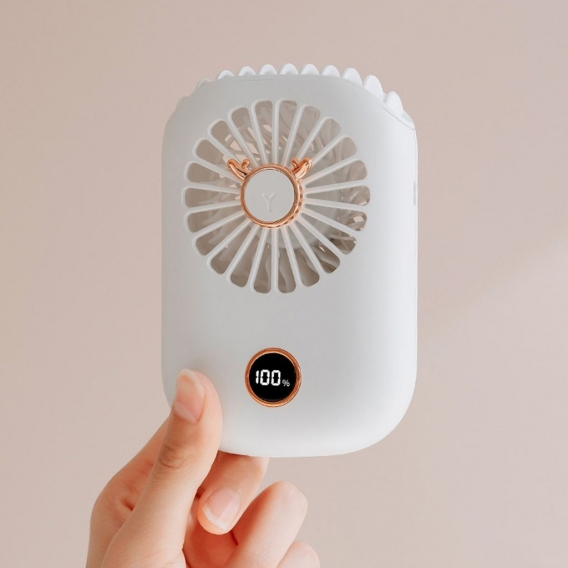 Handventilator Mini Ventilator, Kleiner Persönlicher Trinkhalsventilator mit Lanyard, USB Tischventilator, Wiederaufladbarer Ven