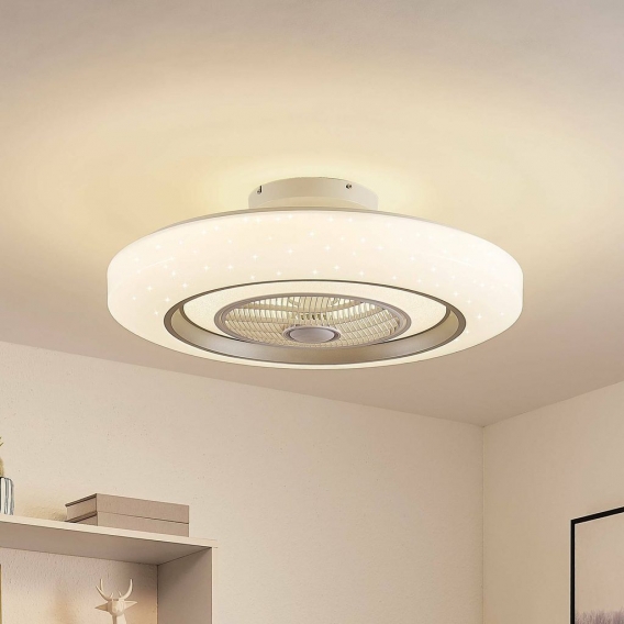 Lindby LED Deckenventilator mit Lampe 'Lissiana' dimmbar Fernbedienung (Modern) in Weiß aus Metall u.a. für Wohnzimmer & Esszimm