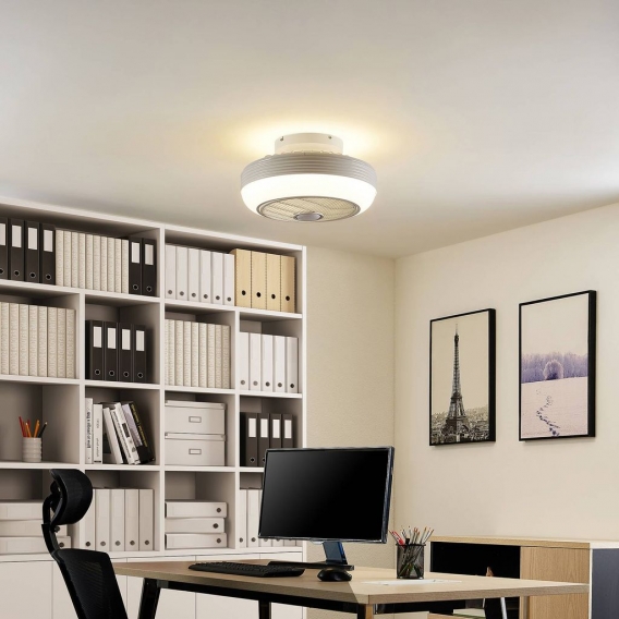 Lindby LED Deckenventilator mit Lampe 'Thyron' dimmbar Fernbedienung (Modern) in Weiß aus Metall u.a. für Wohnzimmer & Esszimmer