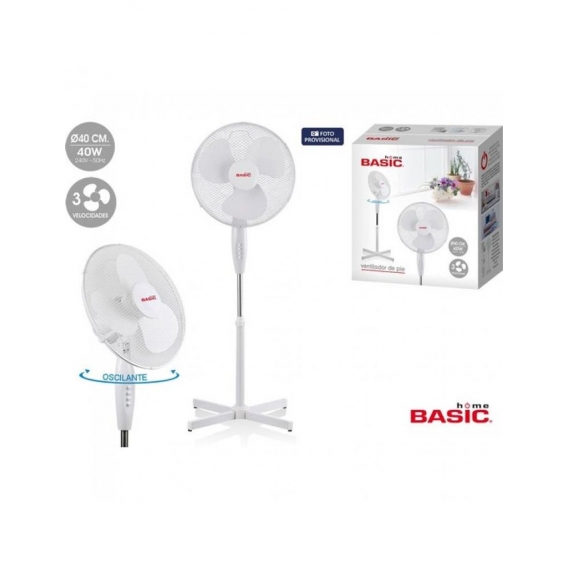 Freistehender Ventilator Basic Home 40W 3 Geschwindigkeitsstufen Weiß 40W (Ø 40 cm)