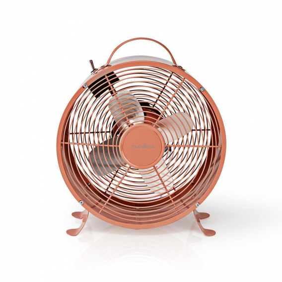 Nedis Tischventilator | Netzstromversorgung | Durchmesser: 250 mm | 20 W | 2-Geschwindigkeitsstufen | Vintage Pink NE550718259