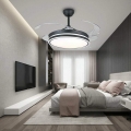 Moderne Deckenleuchtung mit Ventilator  Fernbedienung Schwarzer Runder 3 Farben 36W LED-Licht 4 Einziehbare Flügel mit Lampe für