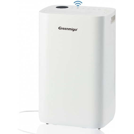 Greenmigo WiFi Luftentfeuchter 25L/Tag,Ionisator,HEPA-Filter und Aktivkohlefilter,Kontinuierlicher Abfluss,Wäschetrockner,24-Stu
