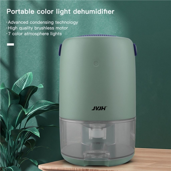 JVJH 1100 ml Lufttrockner Luftentfeuchter 270ml/ Tag Raumgröße ca. 30 m² 7 Farben LED-Licht Gegen Feuchtigkeit, Schimmel