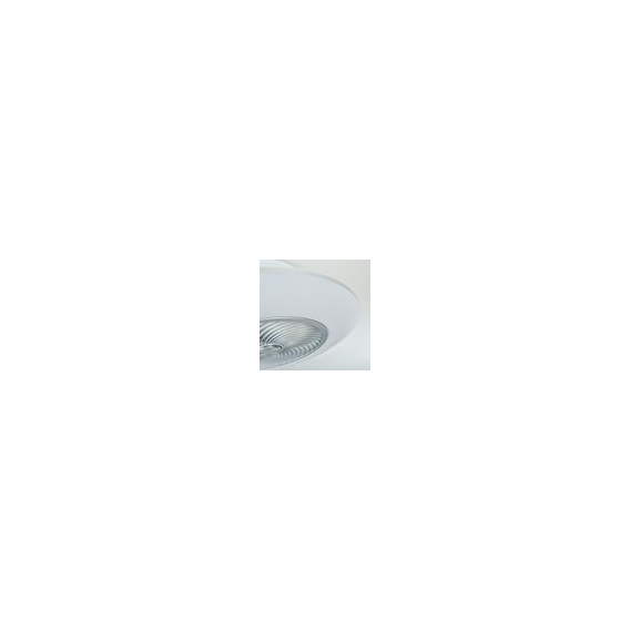 »Corigliano« moderne Deckenlampe mit Ventilator aus Metall und Kunststoff in Weiß und Nickel-matt, mit Fernbedienung dimmbar, 1 