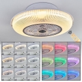 »Ambrogiana« Deckenlampe mit Ventilator aus Metall und Kunststoff in Weiß, RGB Farbwechsler, über Fernbedienung dimmbar, 1 x 30 