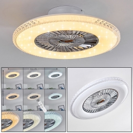More about »Vaprio« LED Deckenventilator in Weiß/Chorm, mit Ventilator, 40 Watt, Ø 60 cm, dimmbar über Fernbedienung, 3000-6500 Kelvin, mit