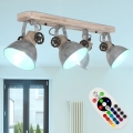 RGB LED Deckenstrahler, Holz, Spots verstellbar, L 74 cm