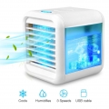 Persönlicher Luftkühler, USB-Verdunstungskühler mit Wasserbox, tragbarer LED-Tischventilator, 3 Lüftergeschwindigkeiten, USB-Auf