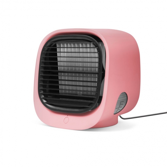 Bewello® - Mini-USB-Lüfter mit Luftkühler - Kleiner Tischventilator Airco - Pink - Mobiler Wasser-Luftkühler - mit LED-Stimmungs