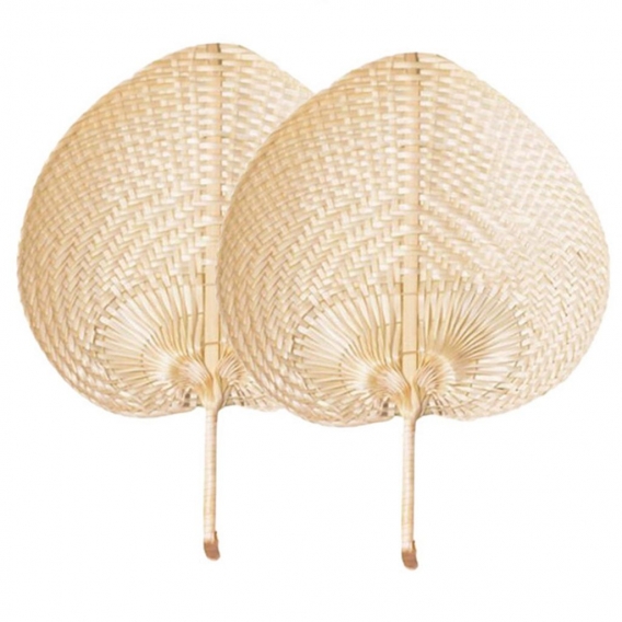 AcserGery Sommerkühlung Bambusventilator Künstliche Heimdekoration Handventilatoren Rattandekor Reine natürliche herzförmige Han