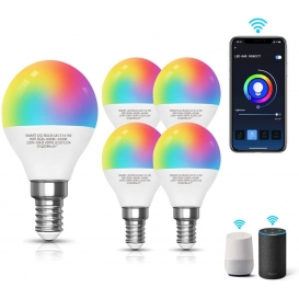 More about Aigostar 5 Stücke Smart LED WLAN-Glühbirne G45 E14, 5W Mehrfarbrige Dimmbare Smarte Lampe, Kompatibel mit Alexa und Google Home,