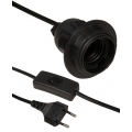 Euro-Netzkabel McPower mit Schnurschalter und E27 Fassung, 3,5m, schwarz