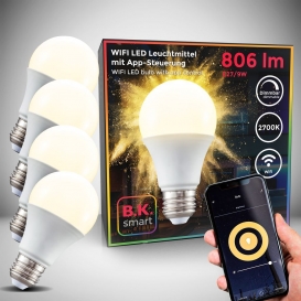 More about 4er Set LED E27 Wi-Fi Lampe 9 Watt 806 Lumen 2.700K Warmweiß Dimmbar App- Sprachsteuerung Alexa Google Home iOS & Android WLAN G