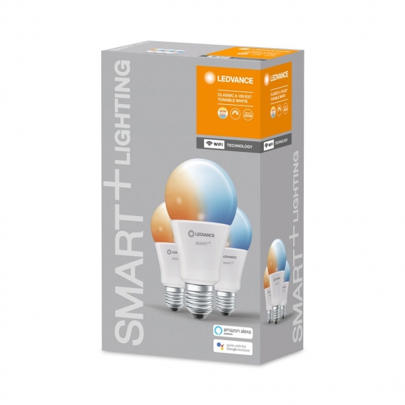 LEDVANCE SMART+ LED CLASSIC A 100 BOX K DIM Tunable White WiFi Matt E27 Glühlampe 3er Pack