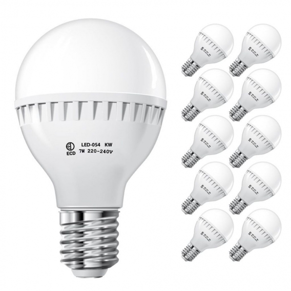 ECD Germany 10er Pack E27 LED Lampe Birne 7W - AC 220-240V - 458 Lumen - 270° Abstrahlwinkel - Kaltweiß 6000K - ersetzt 55W Glüh