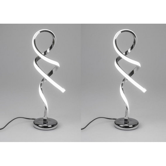 2er Set LED Tischlampen, Leuchten Spirale H. 44cm silber aus Metall Formano