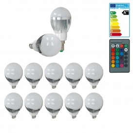 More about ECD Germany 10er Pack LED Birne mit IR-Fernbedienung 24 Tasten - E14 3W - RGB - AC 220-240V - 250 Lumen - 50x102 mm - farbwechse