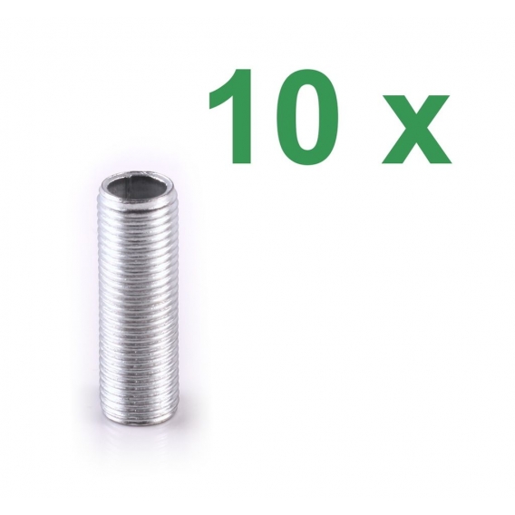 10x M10 Gewinderöhrchen Gewinderohr Gewinde Rohr 3cm 30mm für Porzellanfassung