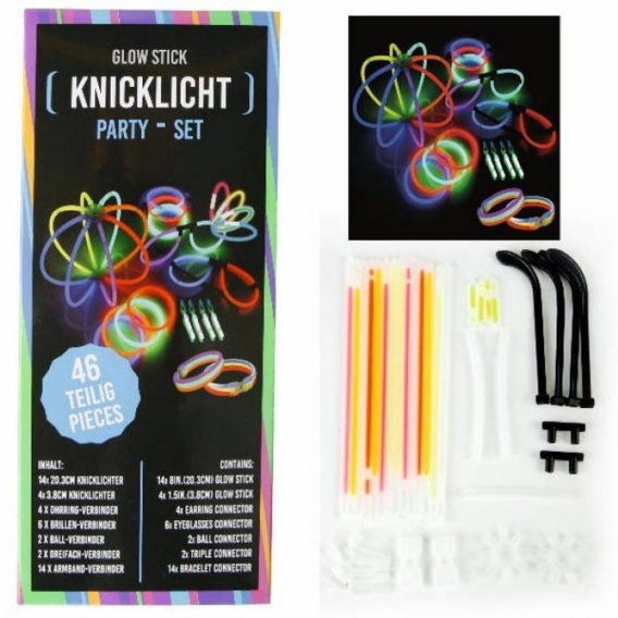 Knicklichter Party Set GlowStick Leuchtohrringe Leuchtbrillen Armband Leuchtball Party Spaß Ideal für Geburtstagsparty