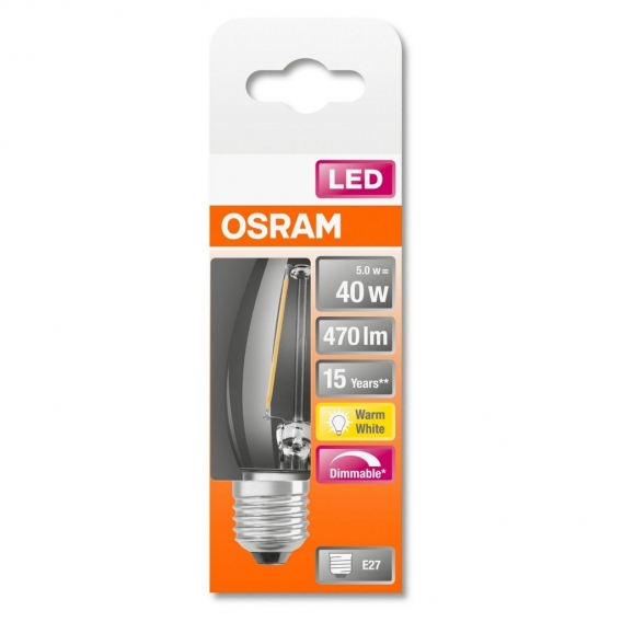 OSRAM LED SUPERSTAR CLASSIC B 40 BOX DIM Warmweiß Filament Klar E27 Kerze