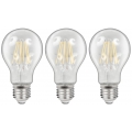 3er-Pack LED Filament Set McShine, 3x Glühlampe, E27, 6W, 600lm, warmweiß, klar, dimmbar
