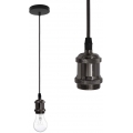 （Keine Lichtquelle）E27 Lampenfassung Aufhängung,  Vintage Retro Antike Edison Pendelleuchte Zubehör mit 1.4M Kabel, Pearl Schwar