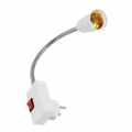 Adapter für Leuchtmittel PP (Steckdose) -＞ Fassung E27, mit Schwanenhals und Schalter