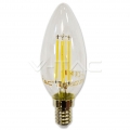 V-TAC LED Kerze E14, 4 W, Filament, 3000K, 400 lm, 300D, Glas 4301 [Energieklasse A+]