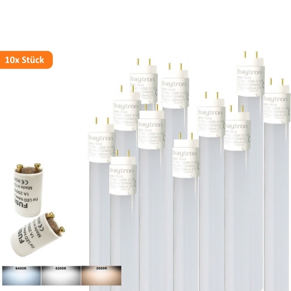 10x 150cm LED Röhre G13 T8 Leuchtstofföhre Tube / 24W Kaltweiß (6500K) 2430 Lumen 270° Abstrahlwinkel / inkl. Starter 10er Pack/