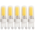 5er-Sparpack LED-Stiftsockellampe McShine "Silicia COB", G9, 2,5W, 260lm, warmweiß