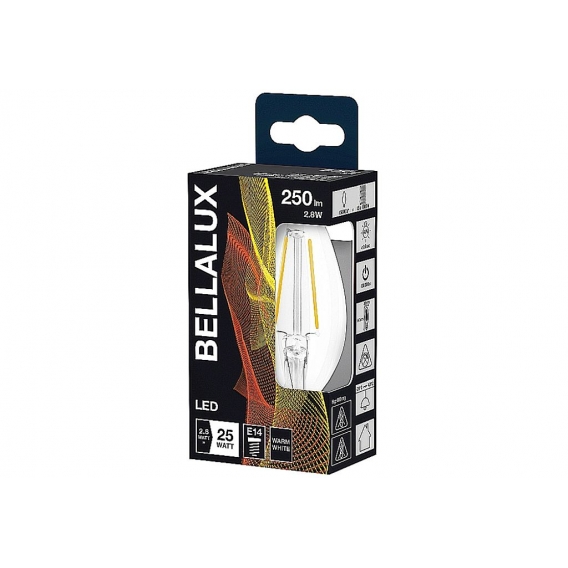 Bellalux LED Classic B25 Filament Kerze E14 Leuchtmittel 2,5W＝25W Warmweiß klar