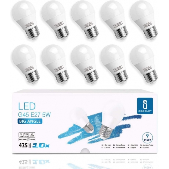 Aigostar E27 LED Lampe 5W, Kaltweiß 6400K, 425 Lumen, 280 Grad Abstrahlwinkel, Nicht Dimmbar - 10er Set