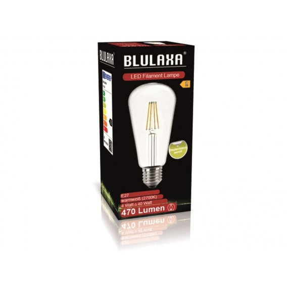 BLULAXA LED-Filament-Lampe, ST64, E27, EEK: E, 4 W, 470 lm, 2700 K