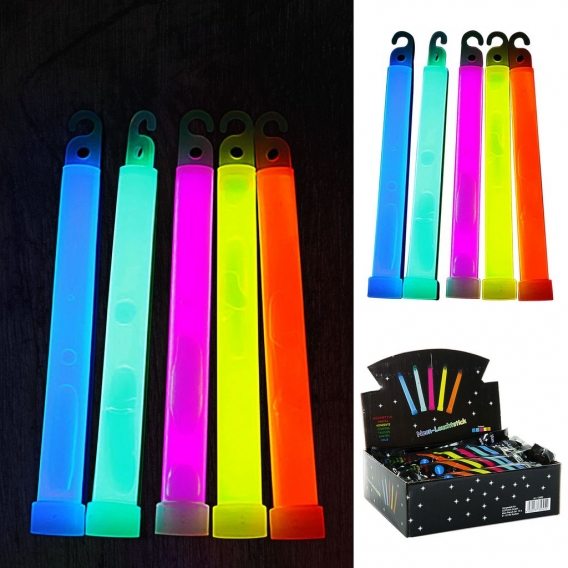 Leuchtstäbe 24er Set Neon-Stick Leuchtsticks 5 Farben H15cm Knicklichter Neonfarben Leuchtstab Umhängeband