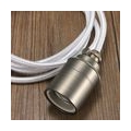 Kingso | Silber | 2M Fabric Flex Cable Pendelleuchte Leuchte Vintage E27/E26 Lampenfassung