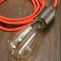 Kingso | Orange | 2M Fabric Flex Cable Pendelleuchte Leuchte Vintage E27/E26 Lampenfassung