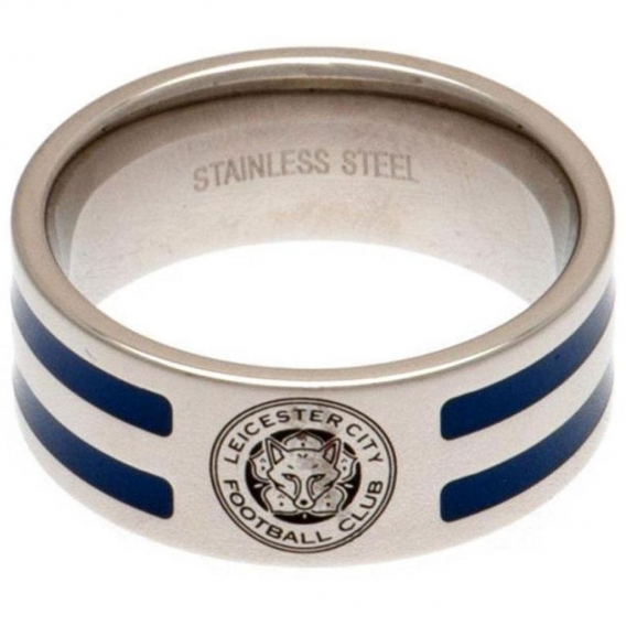 Leicester City FC Farbstreifen Ring TA1671 (S) (Silber/Blau)