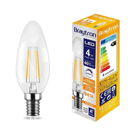 10x E14 Filament C35 | LED | Leuchtmittel | Lampe | Birne | Leuchte | Beleuchtung | Form: Kerze | 4W | 400 Lumen | Dimmbar | war