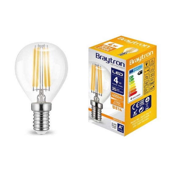 1x E14 Sockel | LED Leuchtmittel |  Filament | Kugel |  P45 |  4 Watt | 400 Lumen | Lampe | Leuchte |  Birne | Licht | warmweiß 