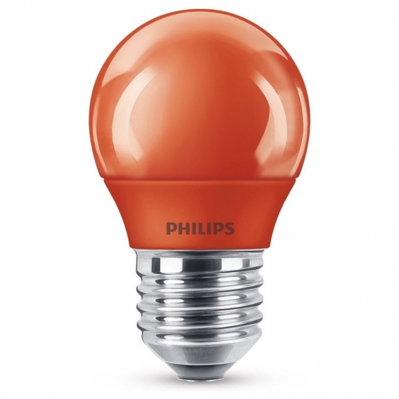 Philips LED Lampe, E27 Tropfenform P45, rot, nicht dimmbar, 4er Pack [Energieklasse C]
