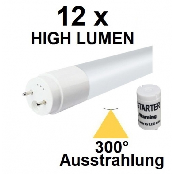 12 x 90 cm HIGH LUMEN LED-Röhre T8 / G13, 14 Watt, 1890 Lumen, 300° Ausstrahlung, Lichtfarbe Tageslichtweiß / Kaltweiß 6000 Kelv